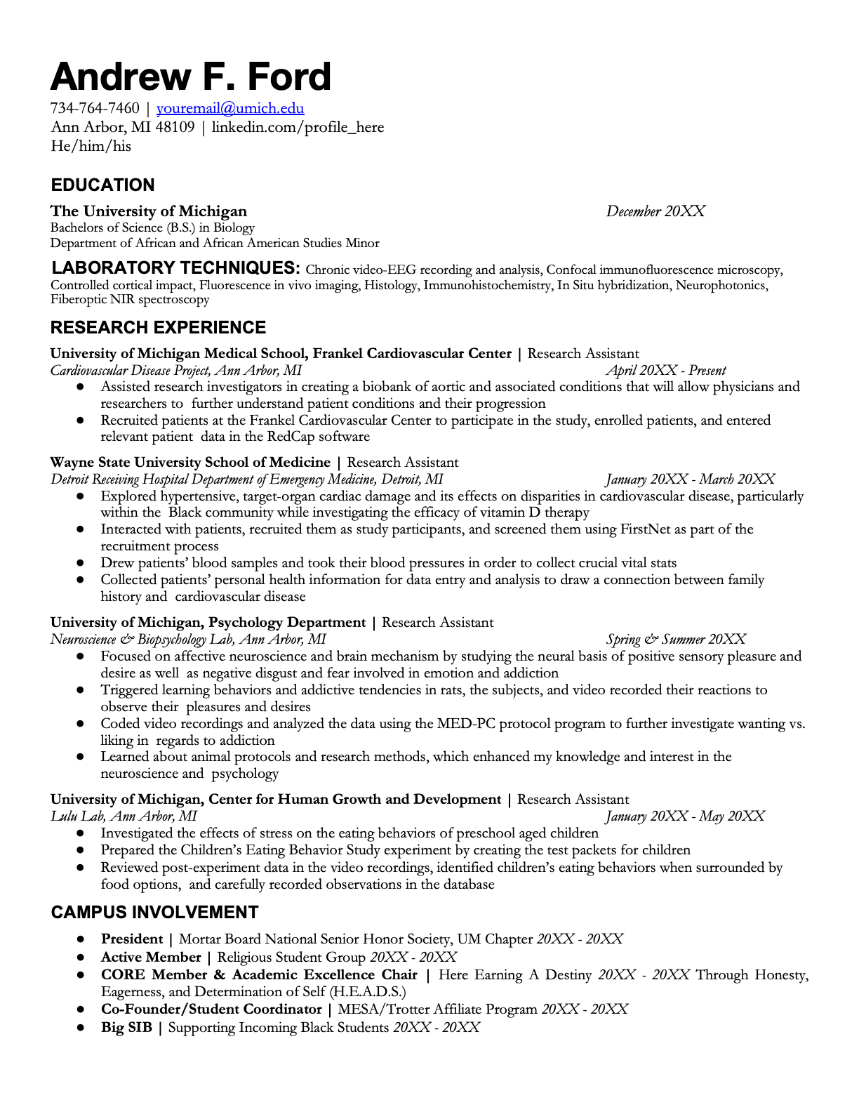 Andrew F. Ford Resume Example